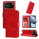 For iPhone 17 Pro Embossed Sunflower Leather Phone Case(Red) - 1