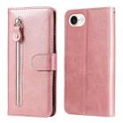 For iPhone SE 20224 Fashion Calf Texture Zipper Leather Phone Case(Rose Gold) - 1