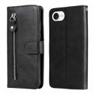 For iPhone SE 20224 Fashion Calf Texture Zipper Leather Phone Case(Black) - 1