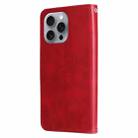 For iPhone 16 Pro Max Fashion Calf Texture Zipper Leather Phone Case(Red) - 3