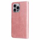 For iPhone 16 Pro Max Fashion Calf Texture Zipper Leather Phone Case(Rose Gold) - 3