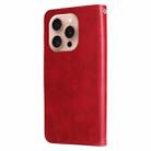 For iPhone 16 Pro Fashion Calf Texture Zipper Leather Phone Case(Red) - 3