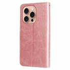 For iPhone 16 Pro Fashion Calf Texture Zipper Leather Phone Case(Rose Gold) - 3