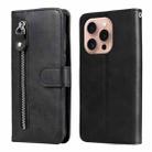 For iPhone 16 Pro Fashion Calf Texture Zipper Leather Phone Case(Black) - 1