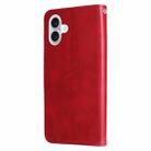 For iPhone 16 Plus Fashion Calf Texture Zipper Leather Phone Case(Red) - 3