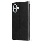 For iPhone 16 Plus Fashion Calf Texture Zipper Leather Phone Case(Black) - 3