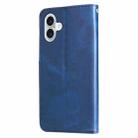 For iPhone 16 Plus Fashion Calf Texture Zipper Leather Phone Case(Blue) - 3