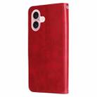 For iPhone 16 Fashion Calf Texture Zipper Leather Phone Case(Red) - 3