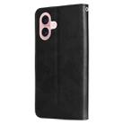 For iPhone 16 Fashion Calf Texture Zipper Leather Phone Case(Black) - 3