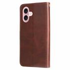 For iPhone 16 Fashion Calf Texture Zipper Leather Phone Case(Brown) - 3