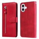 For iPhone 17 Fashion Calf Texture Zipper Leather Phone Case(Red) - 1
