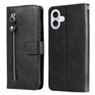 For iPhone 17 Fashion Calf Texture Zipper Leather Phone Case(Black) - 1