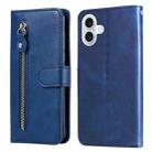 For iPhone 17 Fashion Calf Texture Zipper Leather Phone Case(Blue) - 1