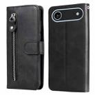 For iPhone 17 Air Fashion Calf Texture Zipper Leather Phone Case(Black) - 1