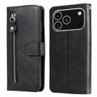 For iPhone 17 Pro Fashion Calf Texture Zipper Leather Phone Case(Black) - 1