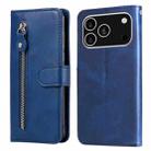 For iPhone 17 Pro Fashion Calf Texture Zipper Leather Phone Case(Blue) - 1
