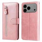 For iPhone 17 Pro Max Fashion Calf Texture Zipper Leather Phone Case(Rose Gold) - 1
