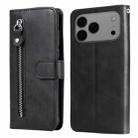 For iPhone 17 Pro Max Fashion Calf Texture Zipper Leather Phone Case(Black) - 1
