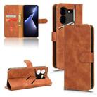 For Tecno Pova 5 Pro Skin Feel Magnetic Flip Leather Phone Case(Brown) - 1