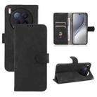 For Tecno Camon 40 Premier Skin Feel Magnetic Flip Leather Phone Case(Black) - 1