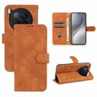 For Tecno Camon 40 Premier Skin Feel Magnetic Flip Leather Phone Case(Brown) - 1
