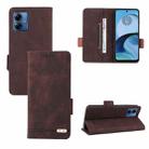 For Motorola Moto G14 Magnetic Clasp Leather Phone Case(Brown) - 1