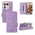 For Motorola Edge 50 Ultra Magnetic Clasp Leather Phone Case(Purple) - 1