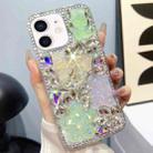 For iPhone 12 Ice Crystal Bow Knot Full Diamond TPU Phone Case(Yellow+Green) - 1