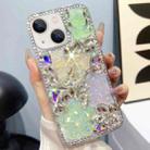 For iPhone 13 Ice Crystal Bow Knot Full Diamond TPU Phone Case(Yellow+Green) - 1