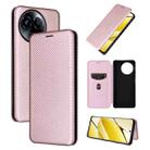 For Realme 11 5G / 11x Carbon Fiber Texture Flip Leather Phone Case(Pink) - 1