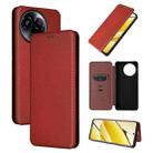 For Realme 11 5G / 11x Carbon Fiber Texture Flip Leather Phone Case(Brown) - 1