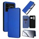 For Realme GT5 5G Carbon Fiber Texture Flip Leather Phone Case(Blue) - 1