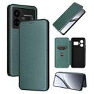 For Realme GT5 5G Carbon Fiber Texture Flip Leather Phone Case(Green) - 1