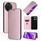 For Realme 11 4G Global Carbon Fiber Texture Flip Leather Phone Case(Pink) - 1