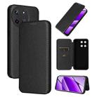 For Realme 11 4G Global Carbon Fiber Texture Flip Leather Phone Case(Black) - 1