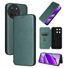 For Realme 11 4G Global Carbon Fiber Texture Flip Leather Phone Case(Green) - 1