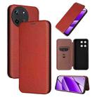 For Realme 11 4G Global Carbon Fiber Texture Flip Leather Phone Case(Brown) - 1