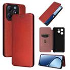 For Realme C61 / C63 Carbon Fiber Texture Flip Leather Phone Case(Brown) - 1