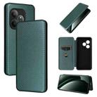 For Realme GT 6 / GT 6T Carbon Fiber Texture Flip Leather Phone Case(Green) - 1