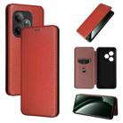 For Realme GT 6 / GT 6T Carbon Fiber Texture Flip Leather Phone Case(Brown) - 1