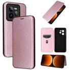 For Realme CT7 Pro Carbon Fiber Texture Flip Leather Phone Case(Pink) - 1