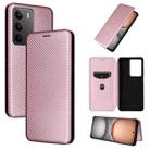 For Realme C75 4G Carbon Fiber Texture Flip Leather Phone Case(Pink) - 1