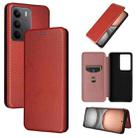 For Realme C75 4G Carbon Fiber Texture Flip Leather Phone Case(Brown) - 1