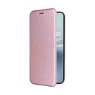 For Realme 14 Pro 5G Global Carbon Fiber Texture Flip Leather Phone Case(Pink) - 2