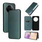 For Realme 14 Pro 5G Global Carbon Fiber Texture Flip Leather Phone Case(Green) - 1