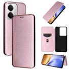 For Realme 14 5G Global Carbon Fiber Texture Flip Leather Phone Case(Pink) - 1
