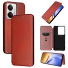 For Realme 14 5G Global Carbon Fiber Texture Flip Leather Phone Case(Brown) - 1