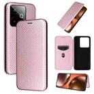 For Realme GT 7 Global Carbon Fiber Texture Flip Leather Phone Case(Pink) - 1