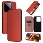 For Realme GT 7 Global Carbon Fiber Texture Flip Leather Phone Case(Brown) - 1