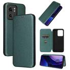 For Motorola Edge 40 Carbon Fiber Texture Flip Leather Phone Case(Green) - 1